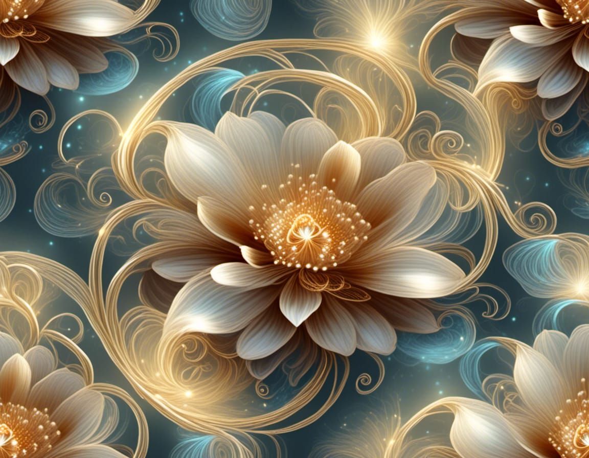 Ethereal fantasy flower bloom from a magical land. Dazzling ...