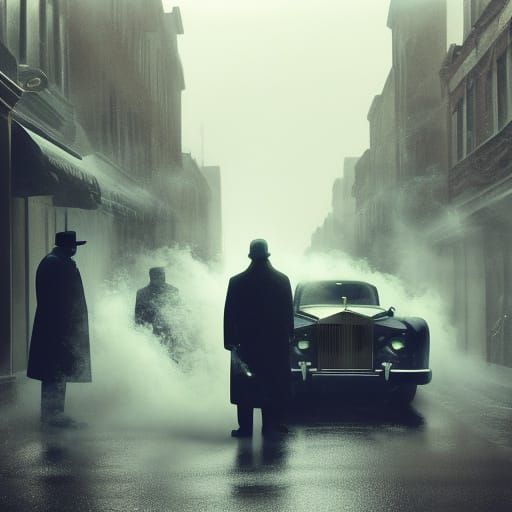 Mafia Men in a Smoky Nighttime Scene