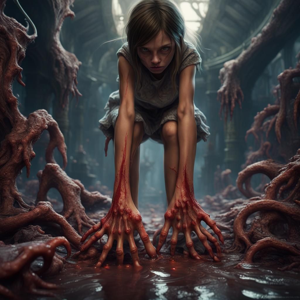 Girl in Terror as Feet Grow Monstrously Huge