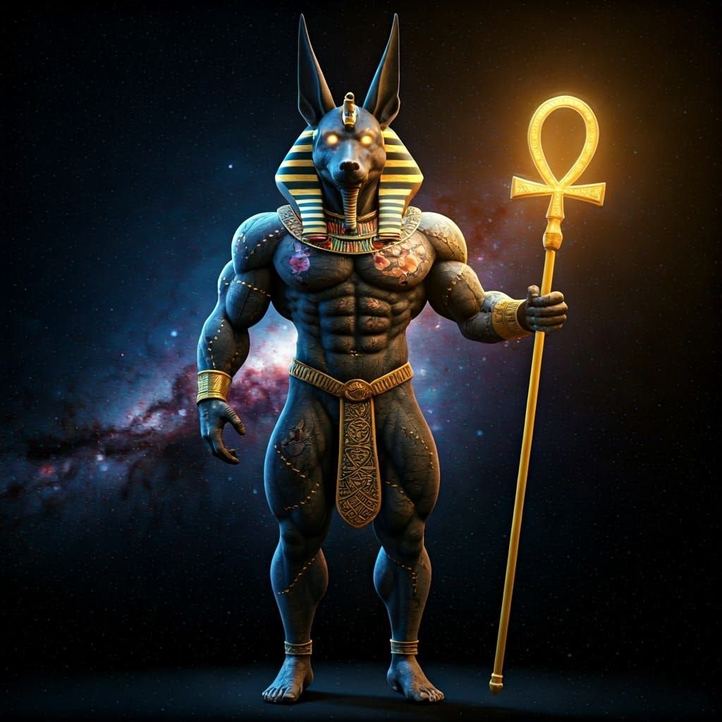 Fill-in-the-blanks: A muscular ultra-realistic hyperreal Egy...