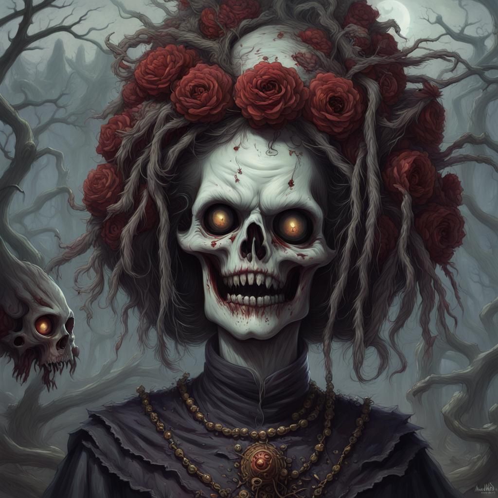 Nightmarish Necromancer in Gothic Horror Style