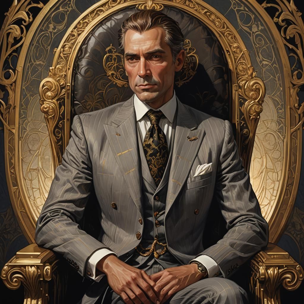 Regal Arachnid in Victorian Suit: Art Nouveau Portrait