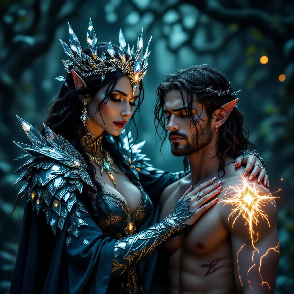 Fae Queen Brands Mortal Consort in Dark Fantasy Style