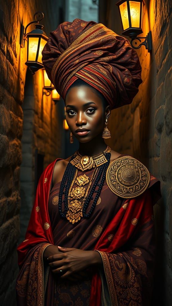 African Woman in Traditional Dress, Classical Portraiture