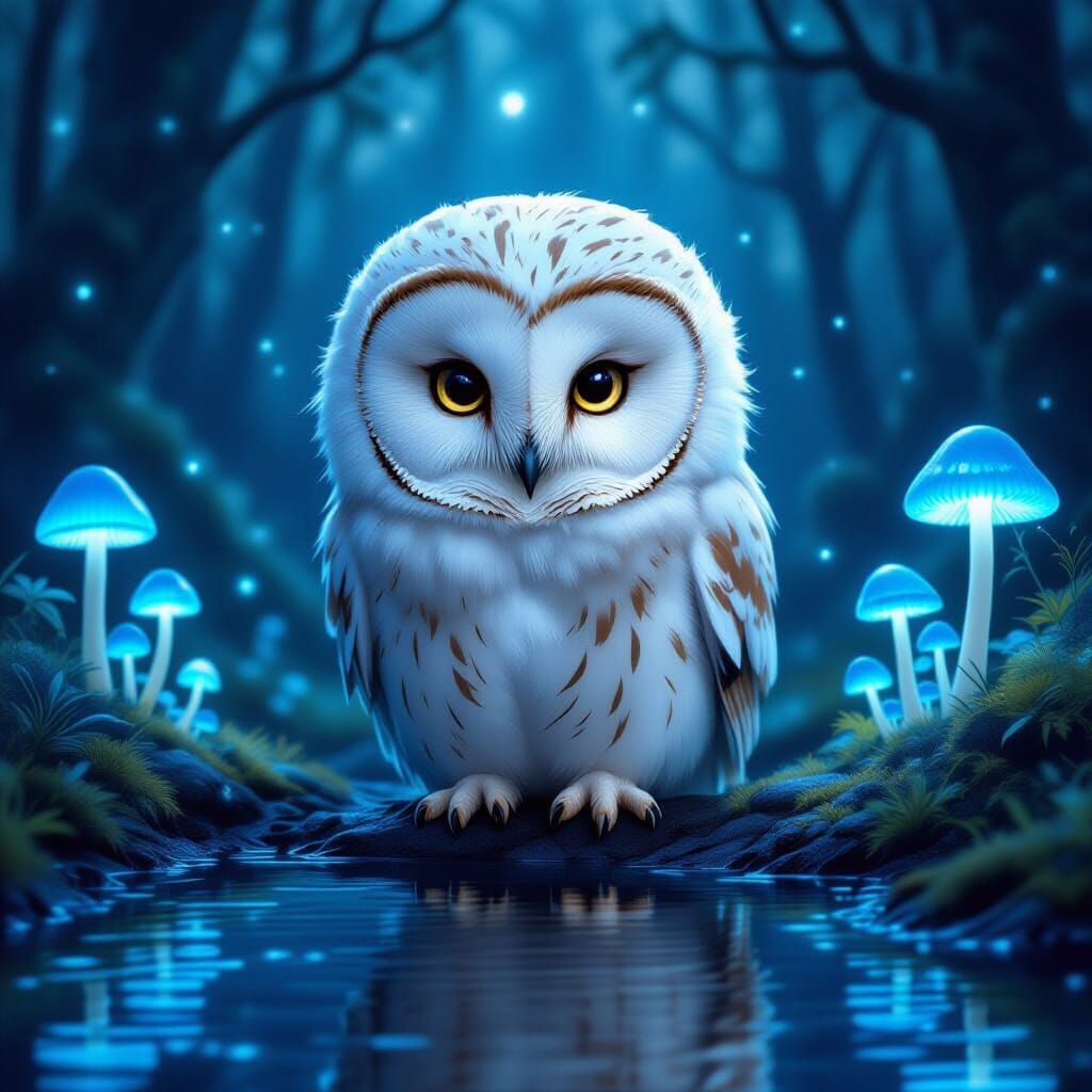 Mystical Owl in Enchanted Forest