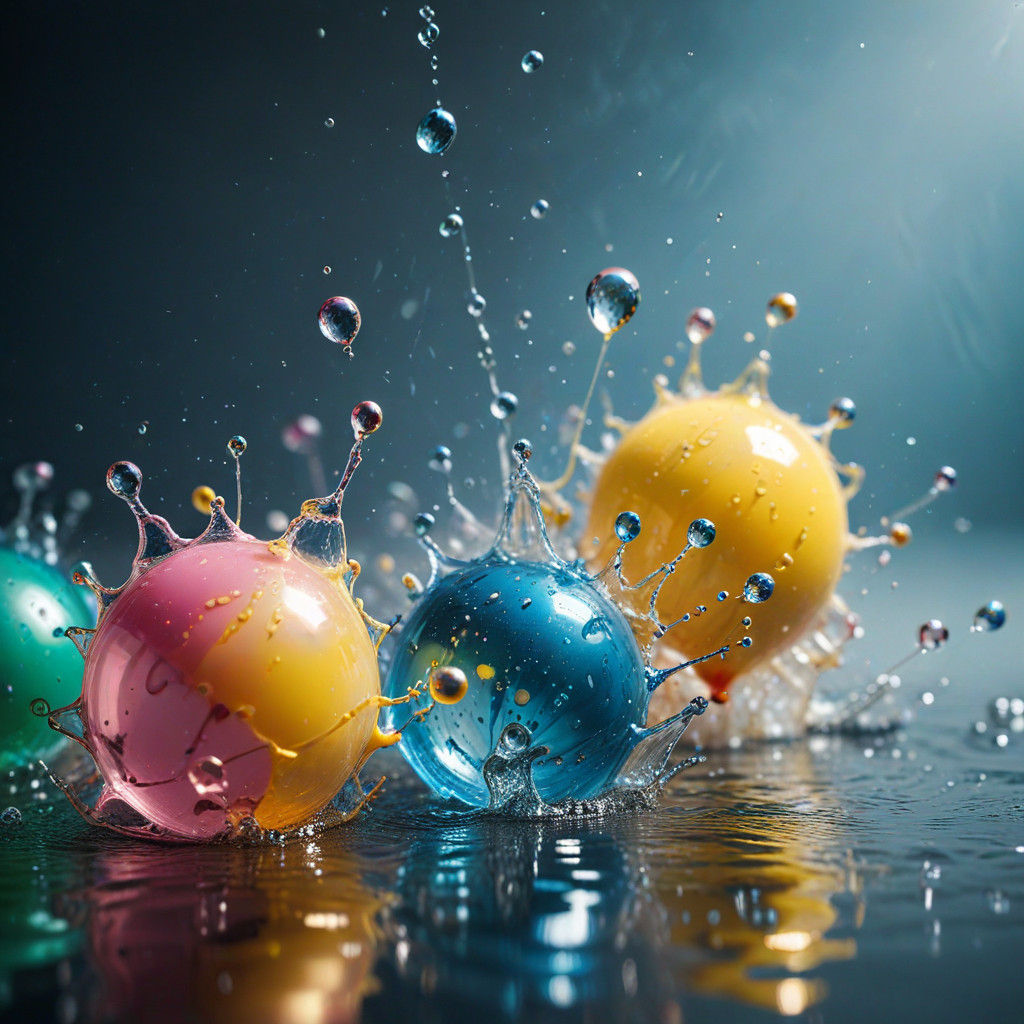 Close-Up of Water Filled Balloon Exploding in a Flash of Lig...