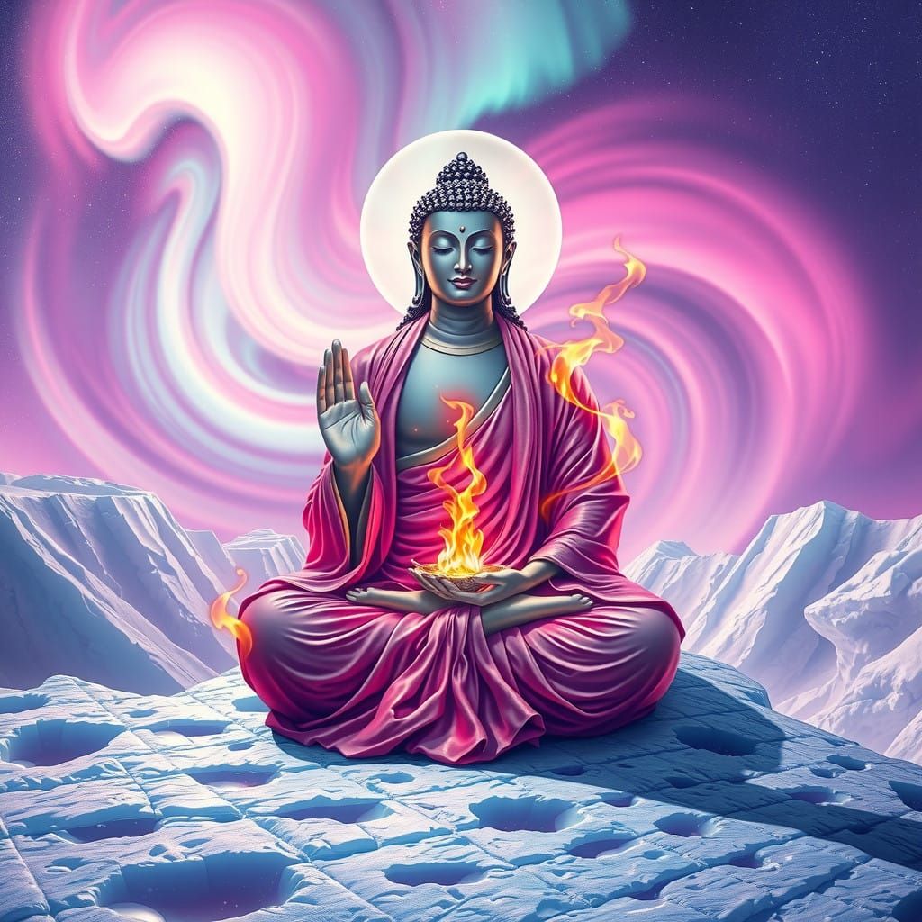 Cosmic Bodhisattva Christ Meditating in Iridescent Garments
