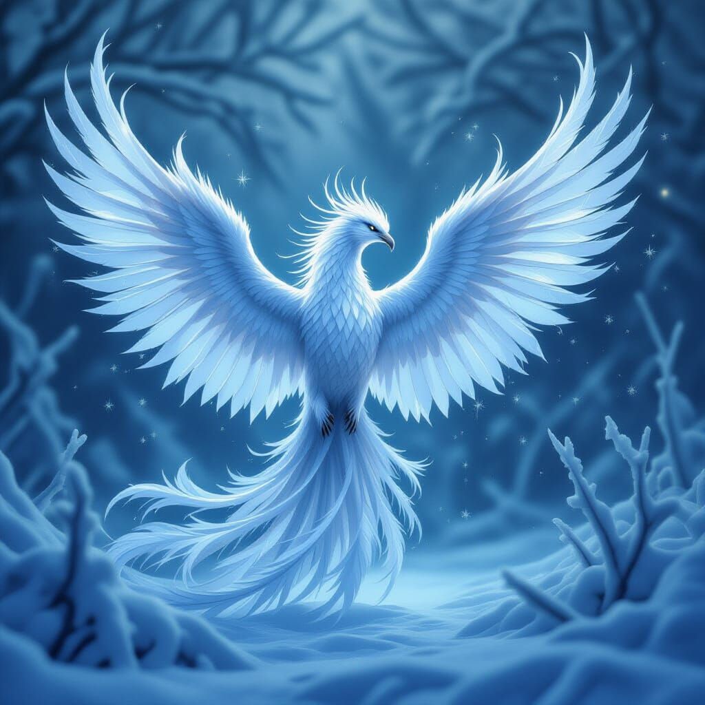 Majestic Frost Phoenix Reborn in Ice