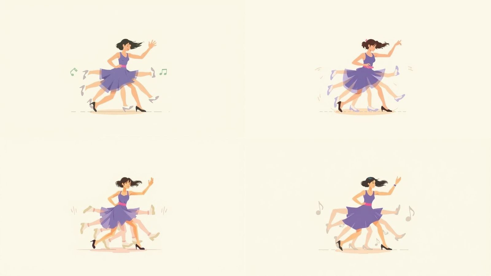 Dynamic Woman Tap Dancing in Anime Style