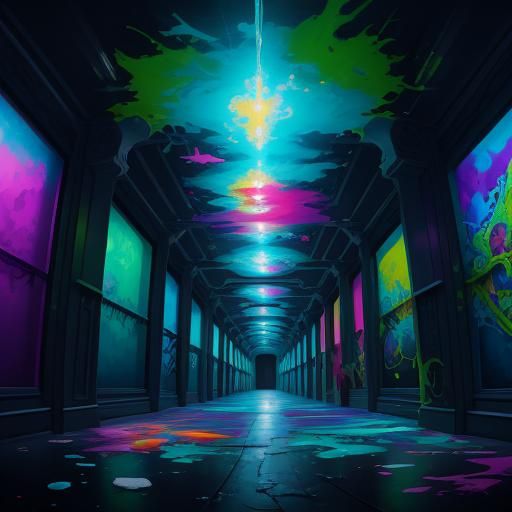 Interdimensional Library in Graffiti Splash Art Style