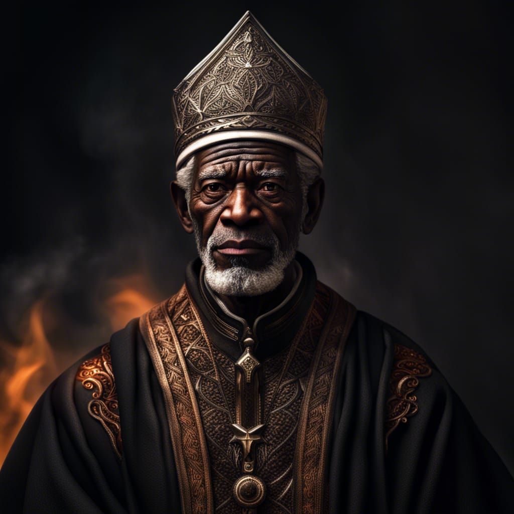 Intimidating Fire Cleric with Arrogant Expression