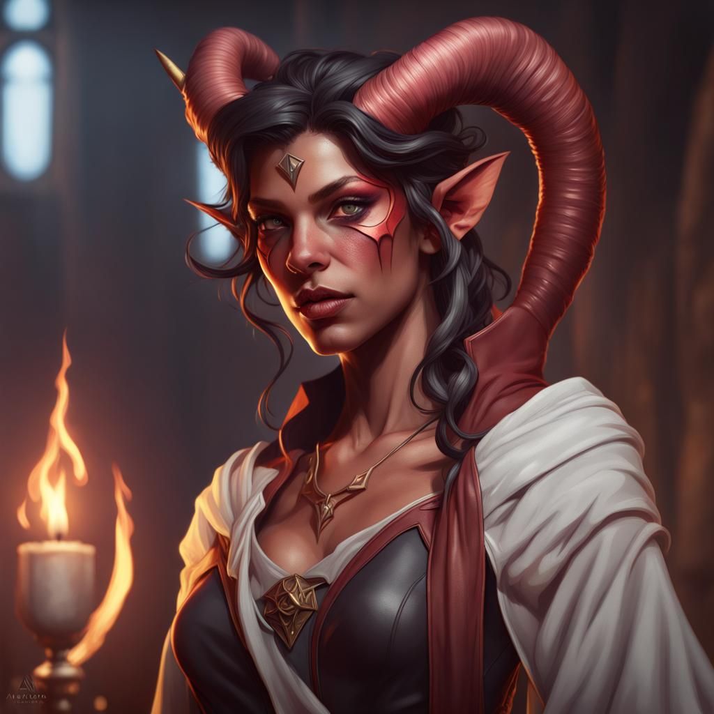 Detailed Portrait of an Assassin Tiefling