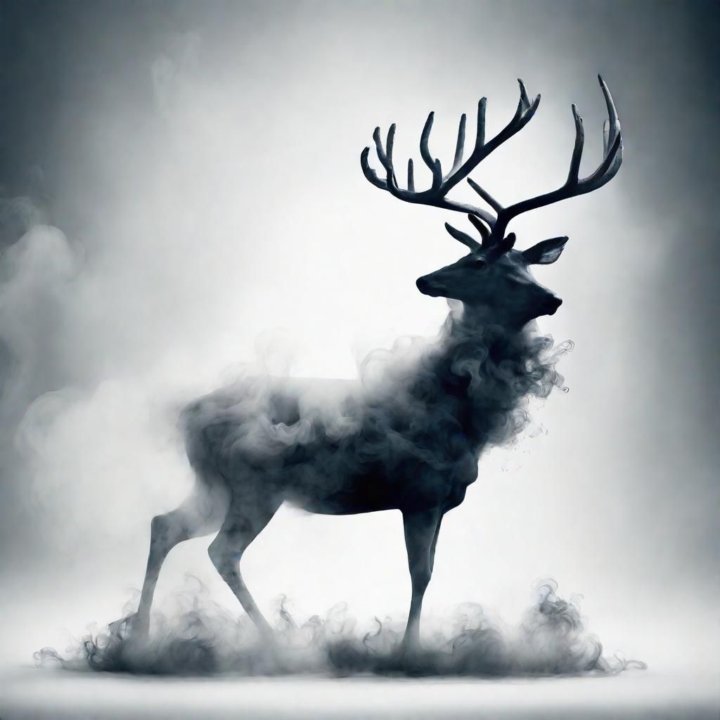 Dreamlike Smoke Stag Surreal Illustration