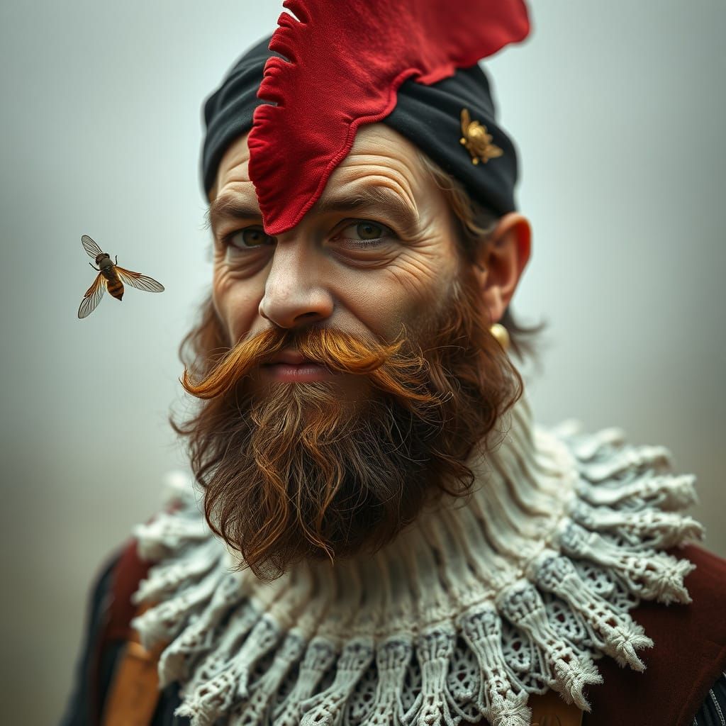 Humorous Portrait: Man Teaching Chicken to Dance