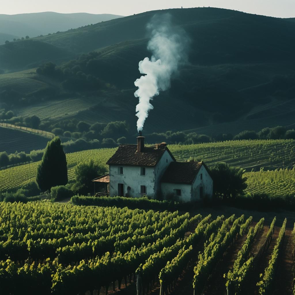 Cottage in Vineyard: Cinematic Film Still