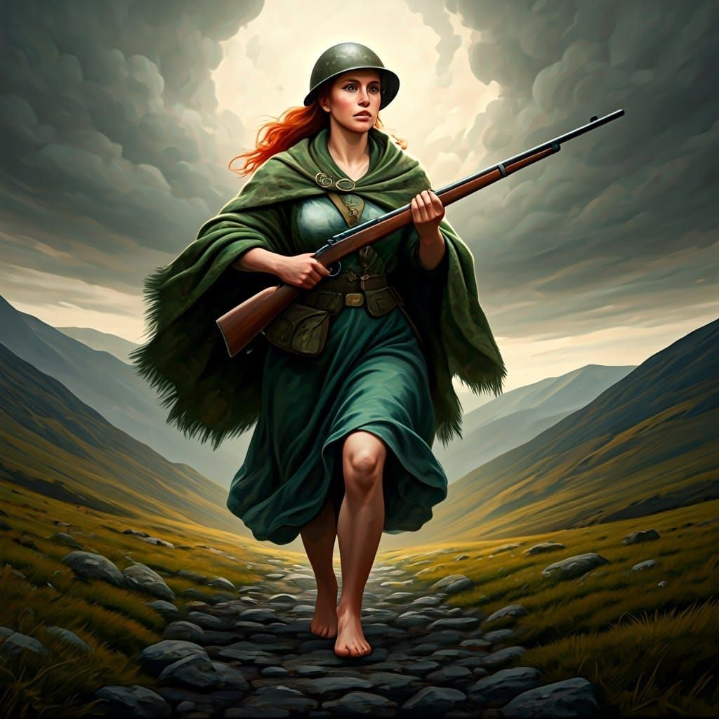 Heroic Irish Peasant Woman in Soviet Realist Mural