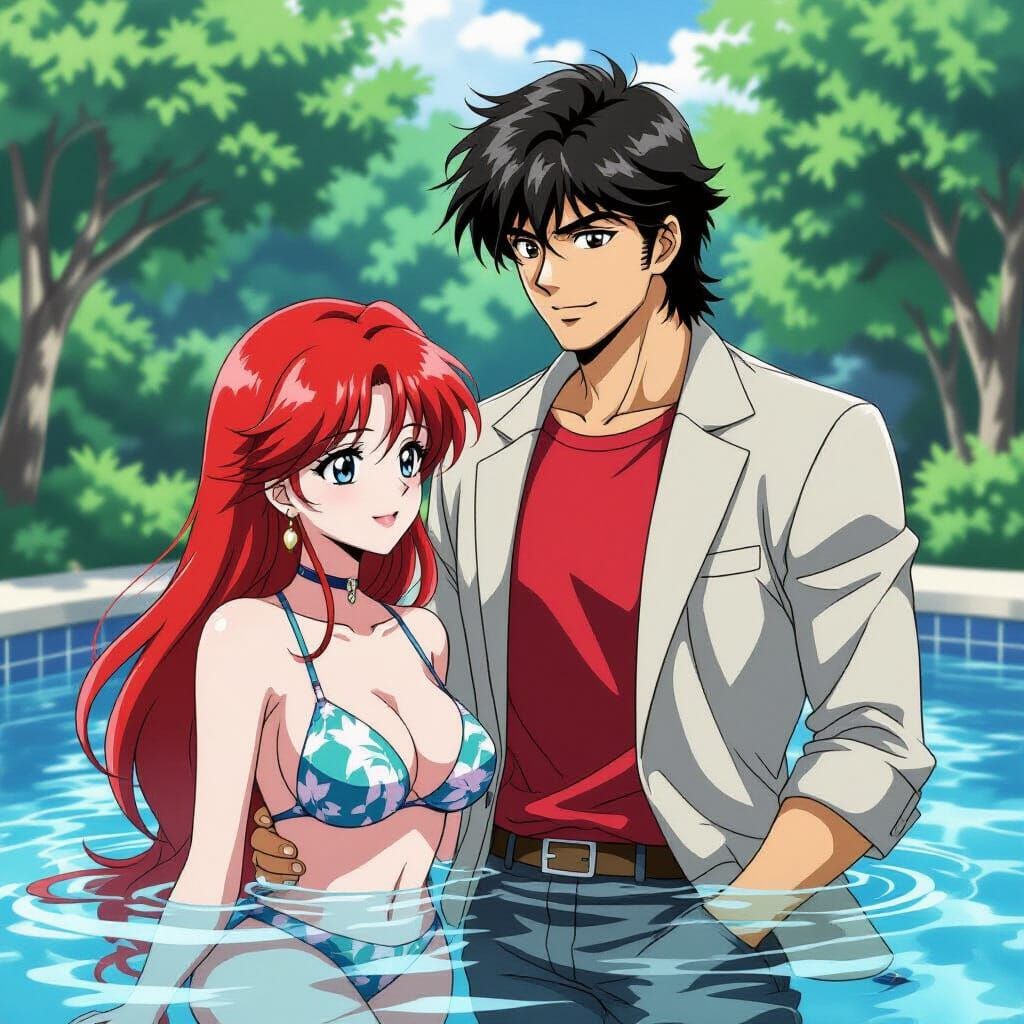 City Hunter's Ryo Saeba Meets Mermaid in Pool