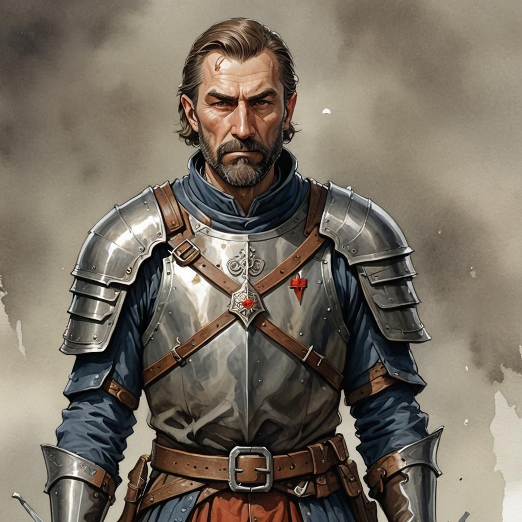 Fantasy Knight Concept Art in Watercolor Style