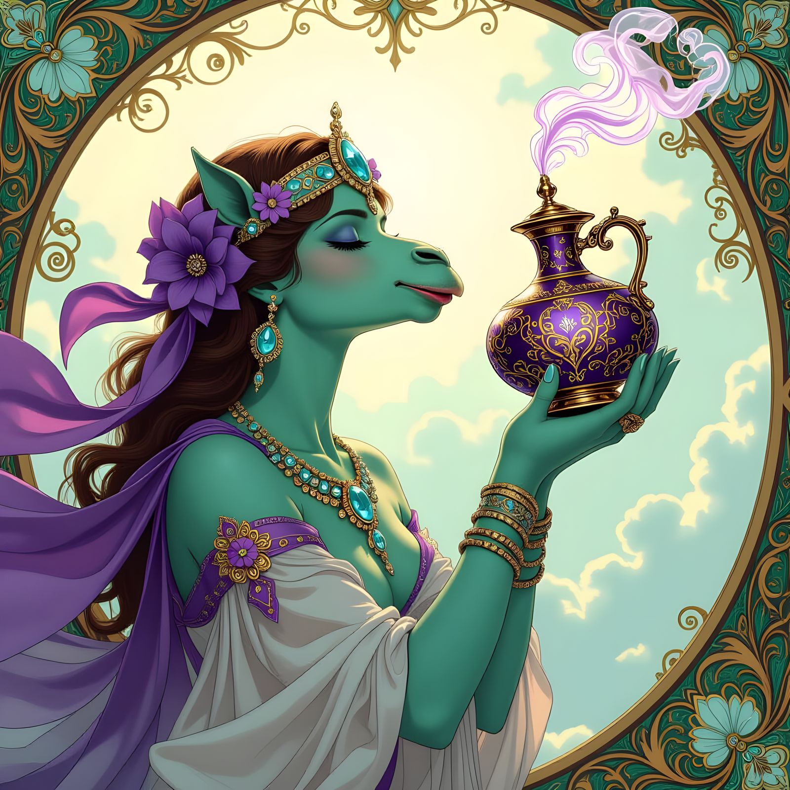 Crystal Camel Goddess with Genie Bottle