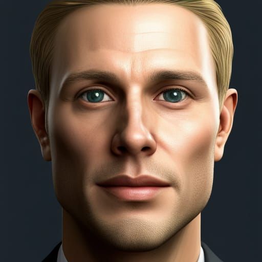 Handsome Blond Businessman in Detailed Digital Painting
