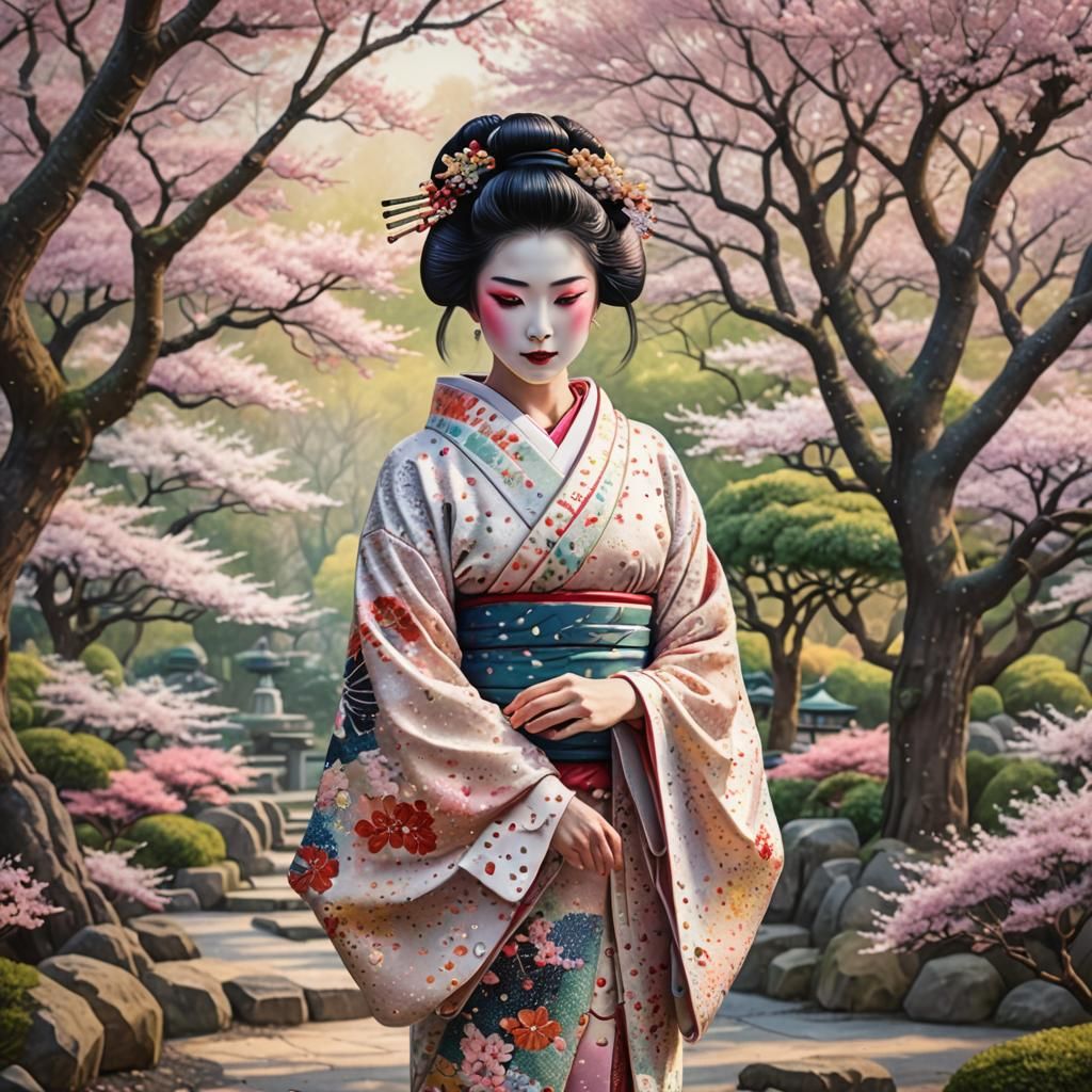 wide view, centered, Pointillism , beautiful high quality di...