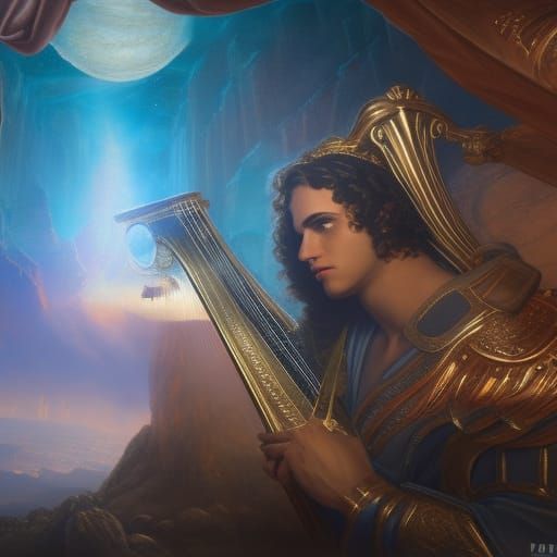 Apollo with Harp: Detailed Fantasy Concept Art