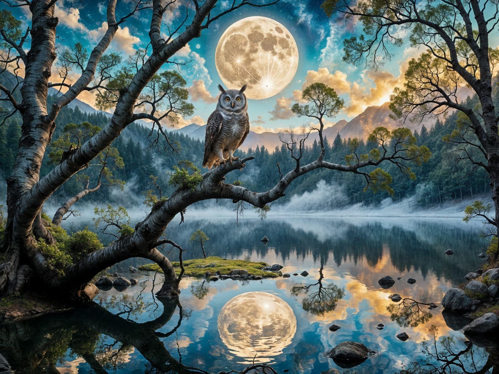 Divine Lake: Owl in Birch Forest, Hyperkraximalismus