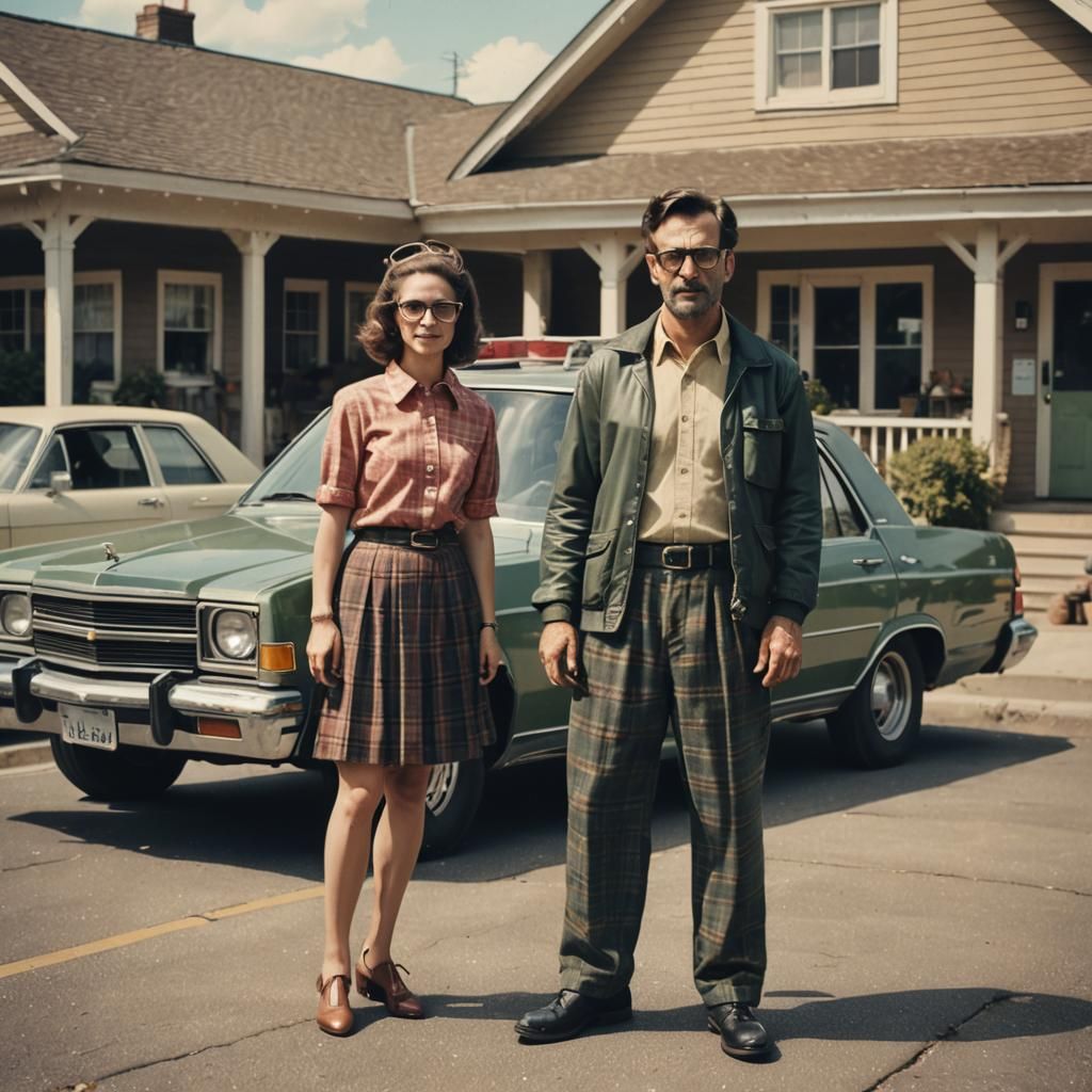 Vintage Polaroid Photo of Couple in 1970s Style