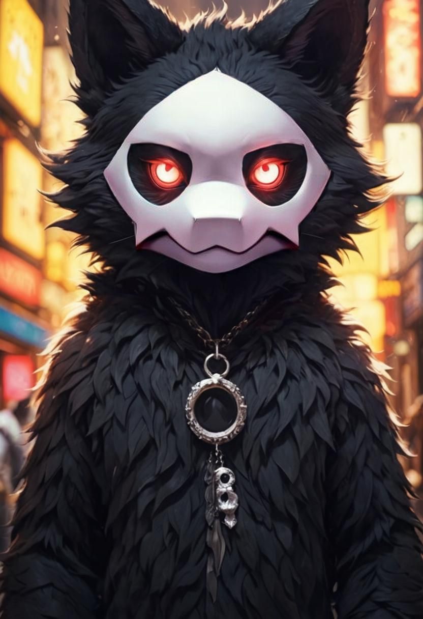 Mythical Puro Portrait with Red Eyes in Anime Style