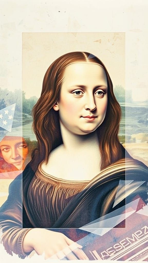 Surrealist Portrait of a Lady in Double Exposure Pastel Aqua...