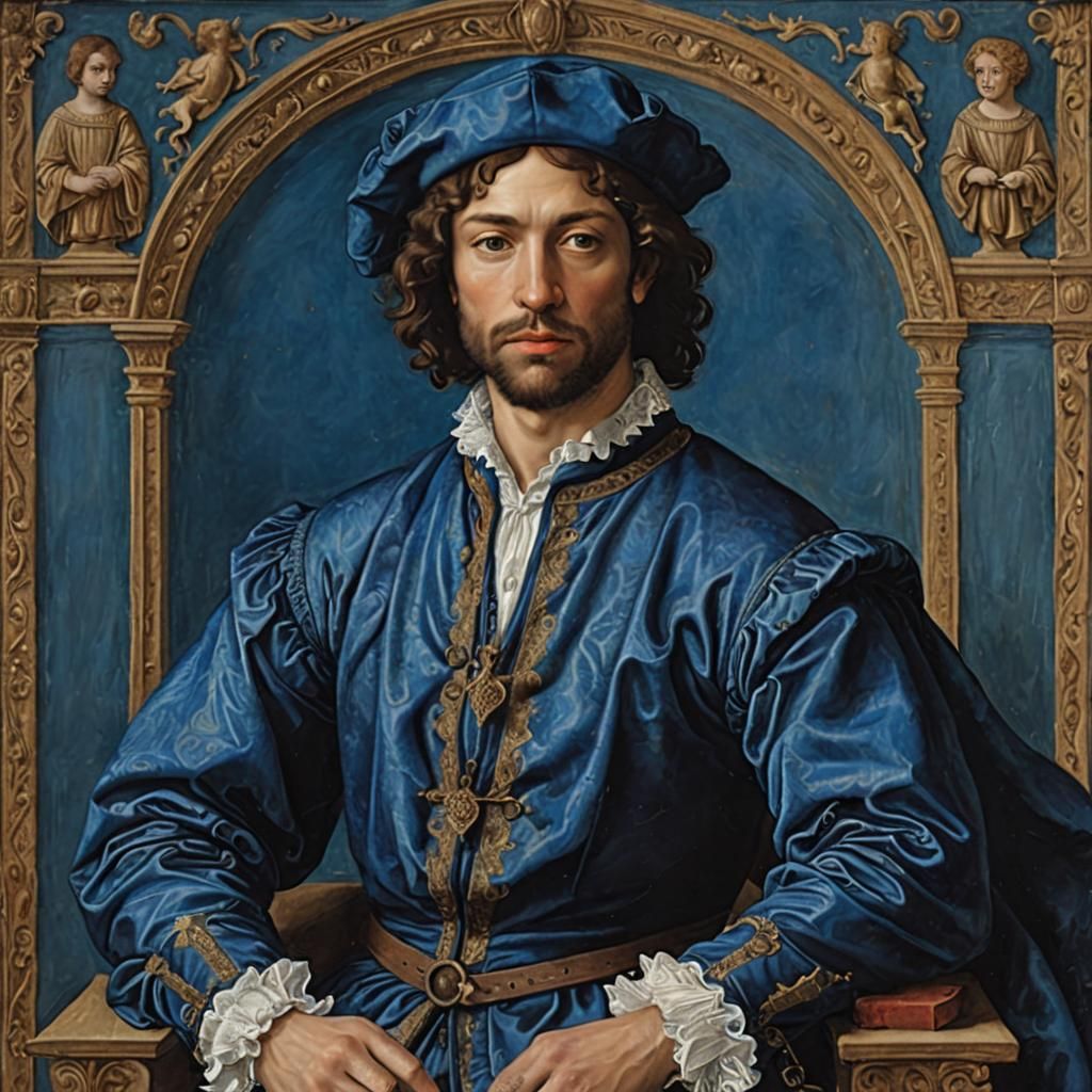 Blue Renaissance Man: Classical Sculpture in Modern Style