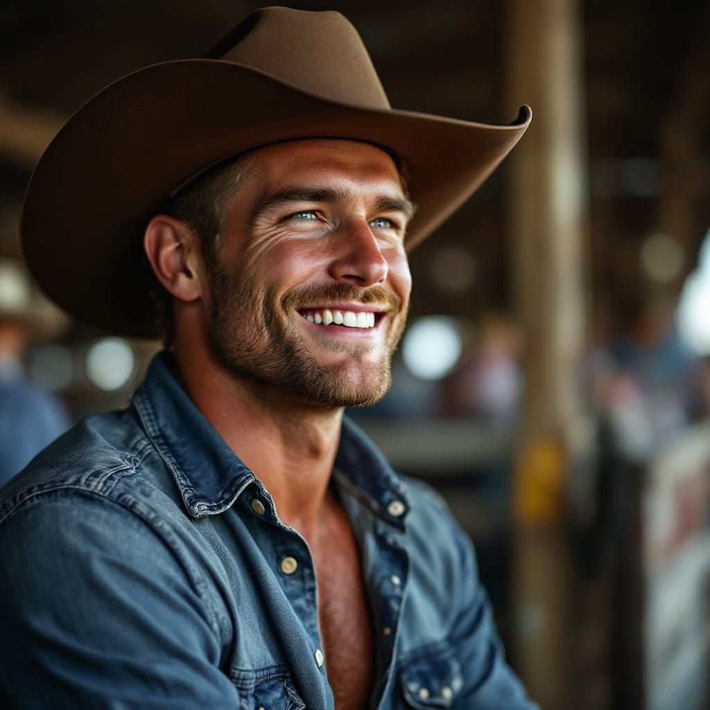 Rugged Cowboy Chases Sunset Dreams