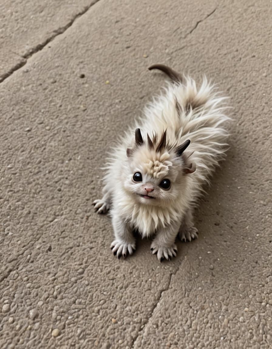 Adorable Fluffy Monster with Toe Beans