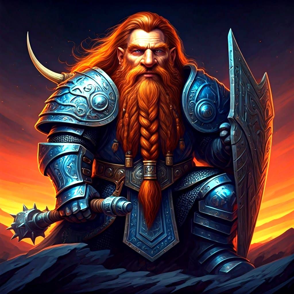 Dwarf Warrior Priest with Dragon Scale Shield
