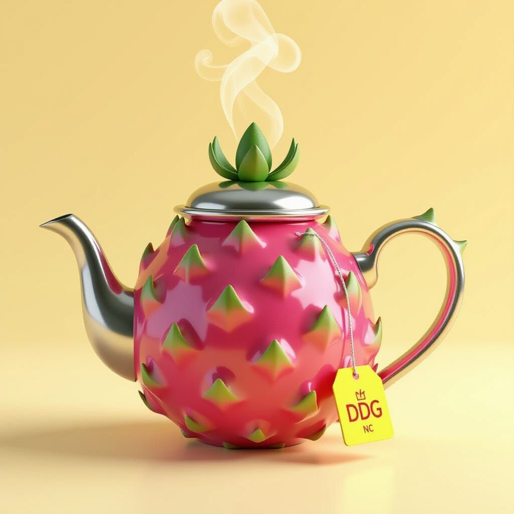 Whimsical Dragon Fruit Teapot with Shiny Spout
