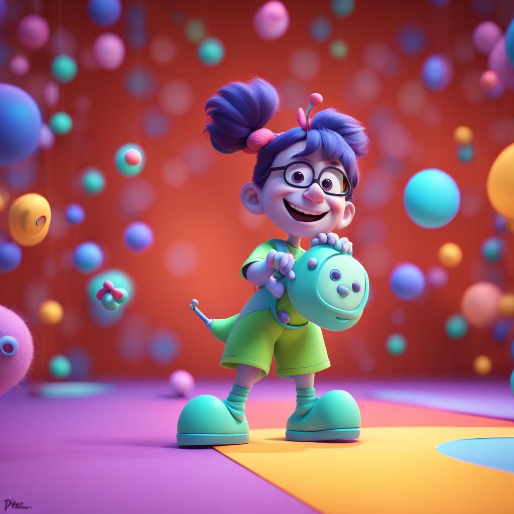 Positive Pixar-Style 3D Digital Art Concept