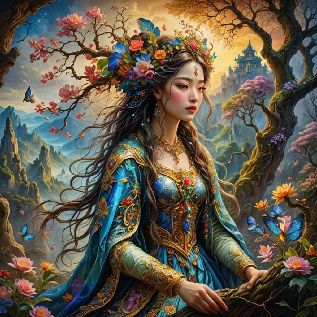 Painterly Landscape with Cinematic Lighting and Intricate De...