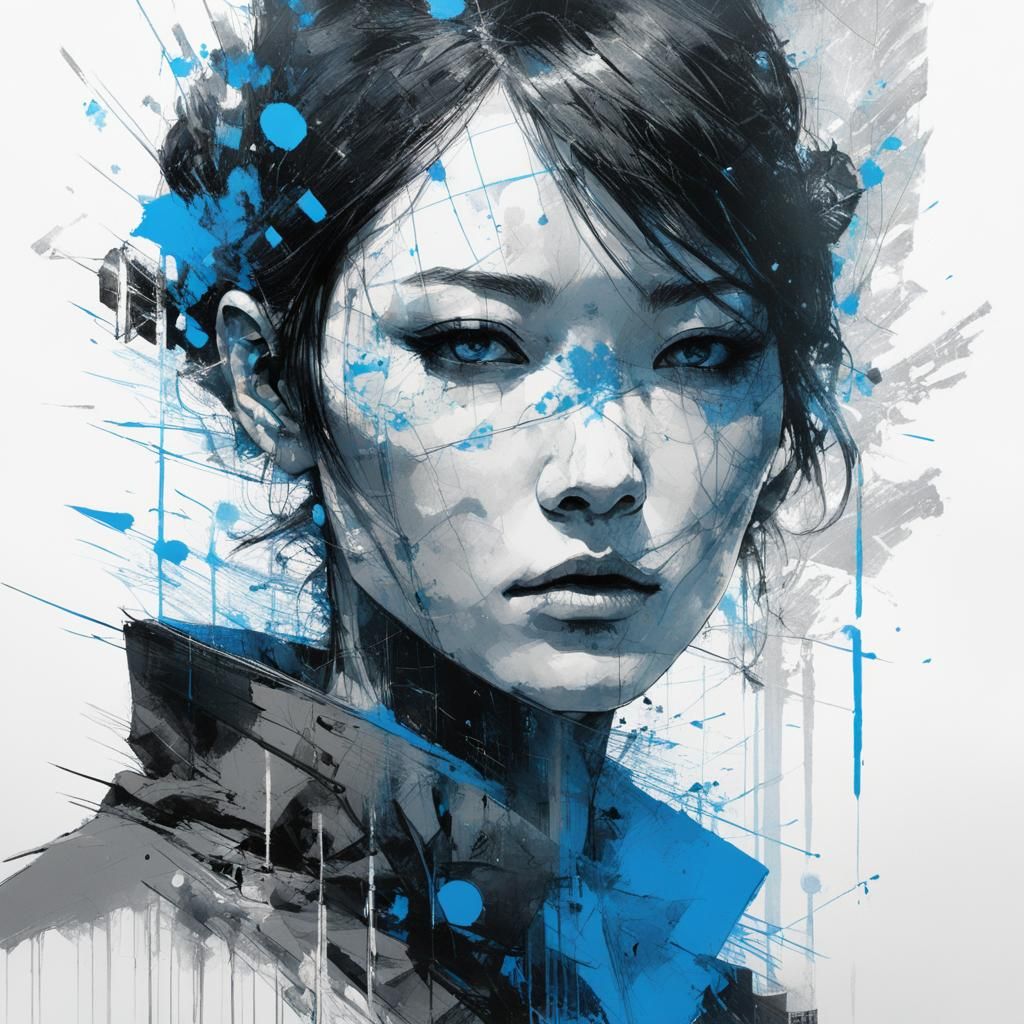 Fragmented Double Exposure Portrait with Splatter