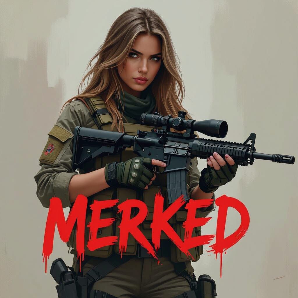 Tactical Woman with Sniper Rifle and Graffiti Art