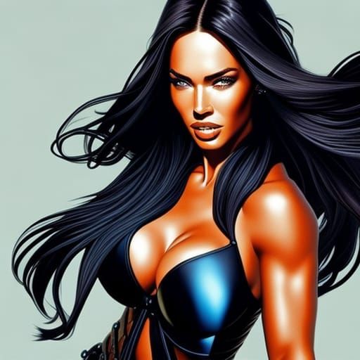 Megan Fox as Armored Warrior on Motorcycle