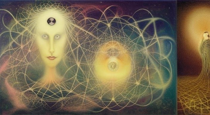 Surreal Woman in Mycelium Network with Forest Exposure