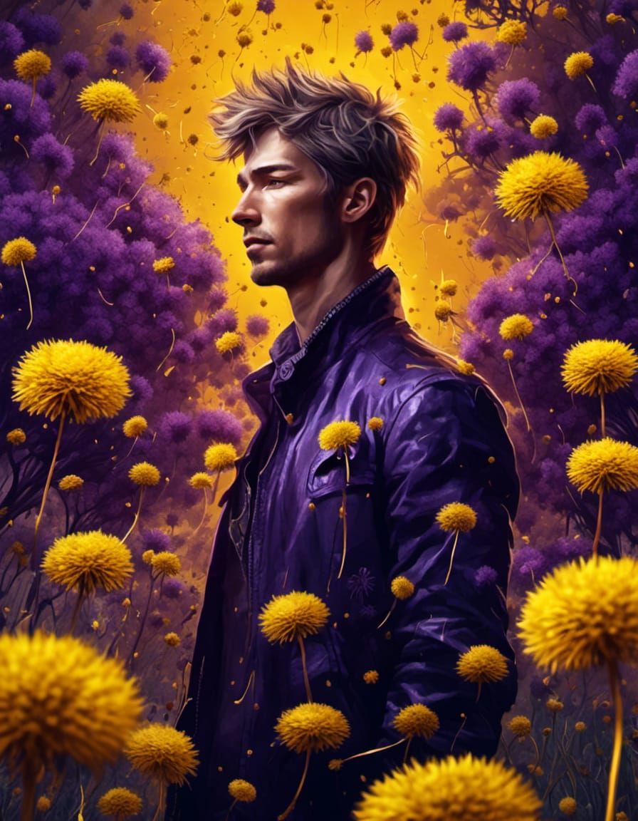 Man Transforms Into Dandelions in Hyperreal Garden
