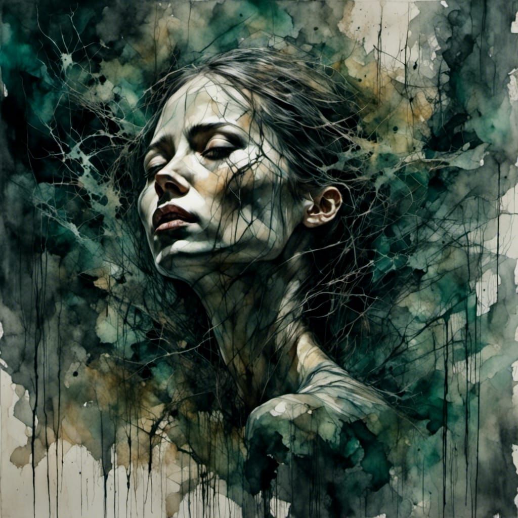 Surreal Dark Portrait of Madness in Asylum