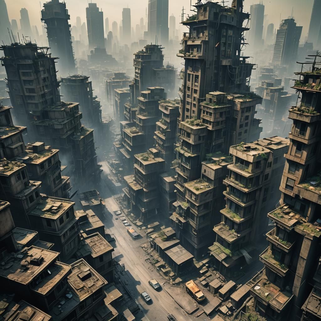 Dystopian Metropolis: A Cyberpunk Vision of Urban Decay