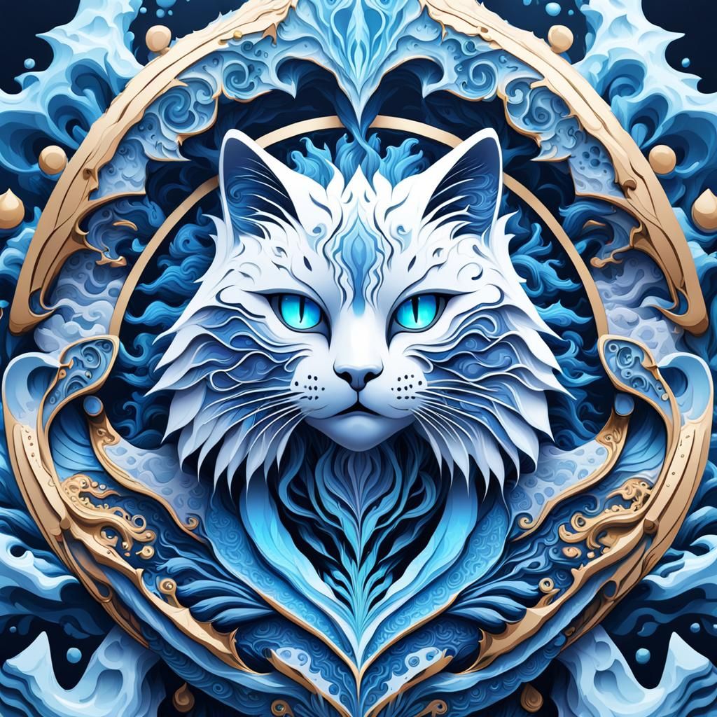 Detailed Ice Cat Matte Painting in 8k