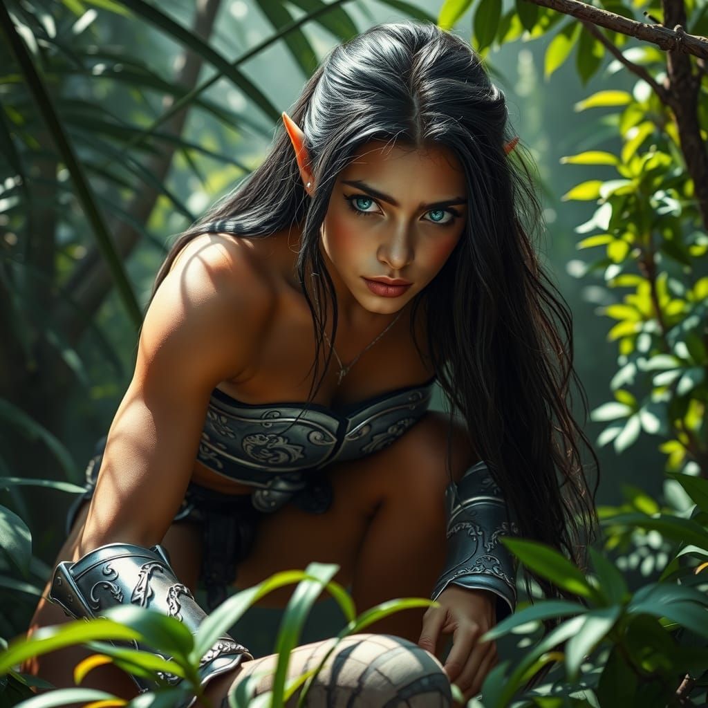 Elven Scout Sneaking Through Jungle