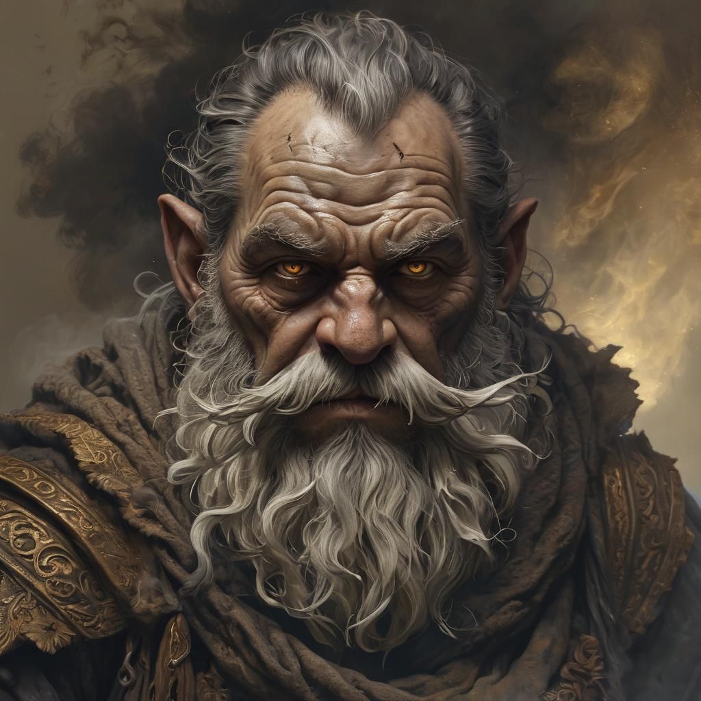 Dwarf Evoker Portrait in Dark Fantasy Style