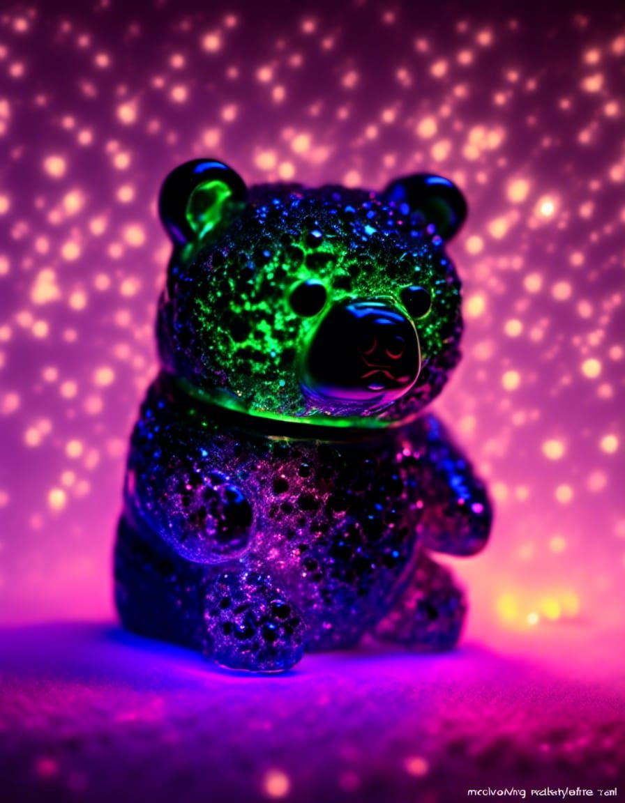 Luminous Moldavite Obese Bear Microphotograph