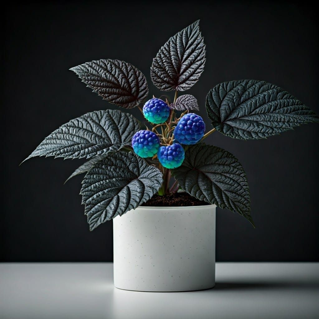 Alien Plant with Blue Raspberries in Hydroponic Vase