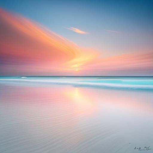 Tranquil Tropical Beach Sunrise in Pastel Colors